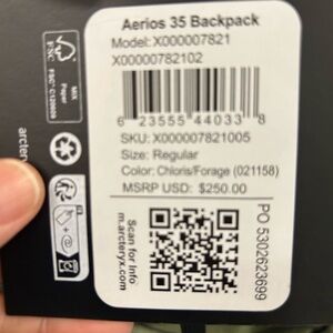 Arc'teryx Aerios 35 Backpack in forage and black.
